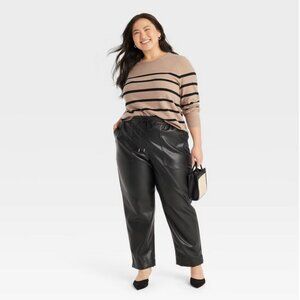 Women's Crewneck Cashfeel Pullover Sweater - A New Day™ Camel Black XXL